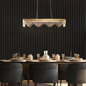 Modern Dimmable Integrated LED Plating Brass Rectangular Chandelier with 1-Light Large Dining Pendant with Clear Acrylic