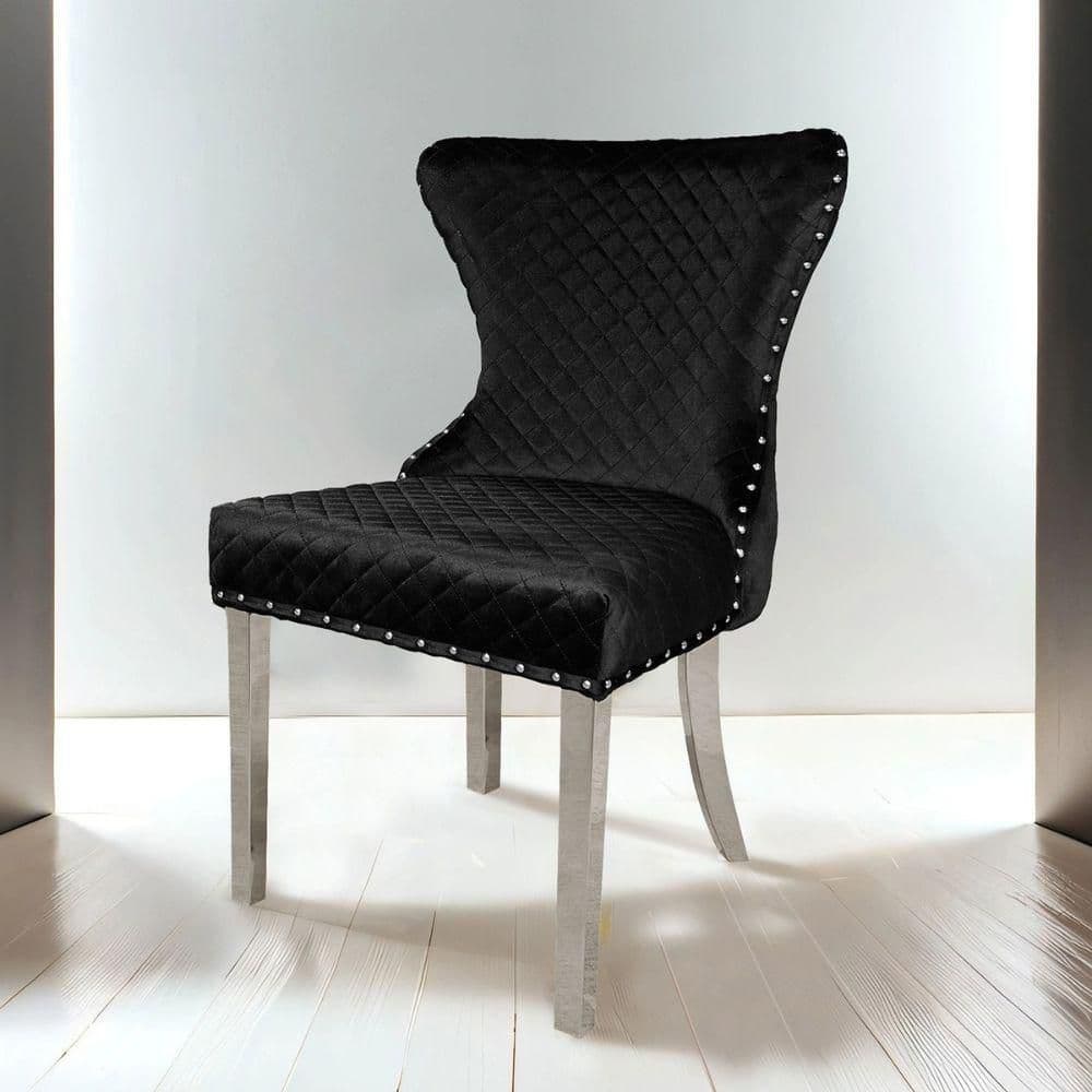 Brunot Black Fabric Side Chair (Set of 2) with Nailhead Trim price history on PriceWatchPro