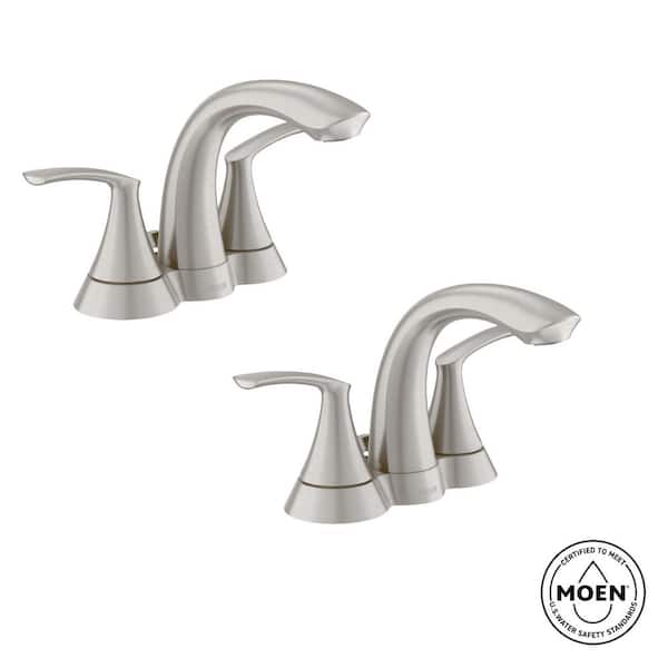 Darcy 4 in. Centerset 2-Handle Bathroom Faucet in Spot Resist Brushed Nickel (2-Pack)