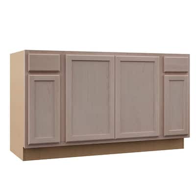 Hampton Unfinished Beech Recessed Panel Stock Assembled Sink Base Kitchen Cabinet (60 in. x 34.5 in. x 24 in.)