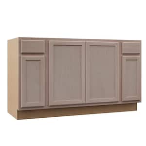 60 in. W x 24 in. D x 34.5 in. H Assembled Sink Base Kitchen Cabinet in Unfinished with Recessed Panel