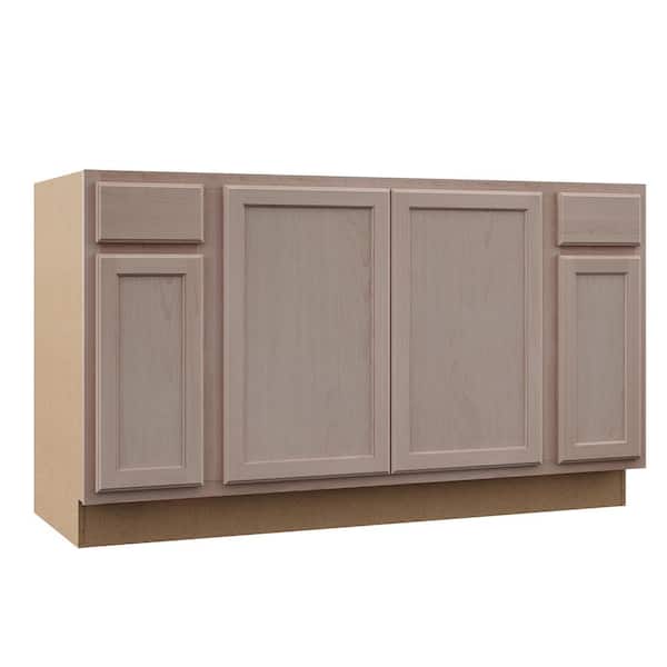 Hampton Bay Unfinished Recessed Panel Fully Assembled Sink Base Kitchen Cabinet 60 x 34.5 x 24 in.