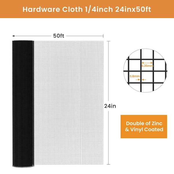 Tidoin 1/4 in. x 2 ft. x 50 ft. 21-Gauge Hardware Cloth Anti-Rust Wire