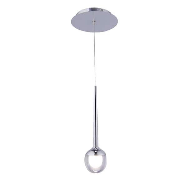 WAC Lighting Smash 11 in. 60-Watt Equivalent Integrated LED Chrome Pendant with Acrylic Shade