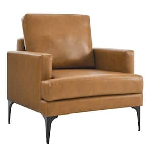 Evermore Faux Leather Armchair in Tan