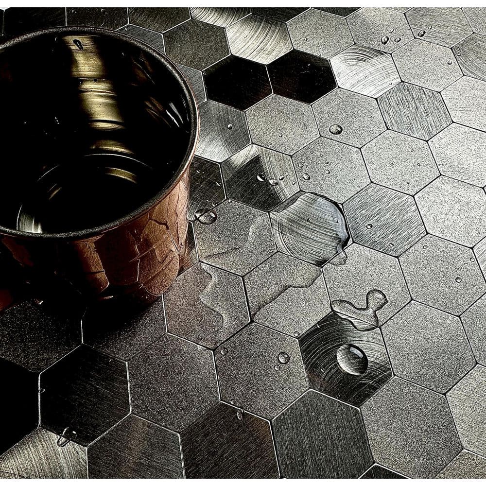 Copper Hexagon Aluminum Peel and Stick Mosaic Tile