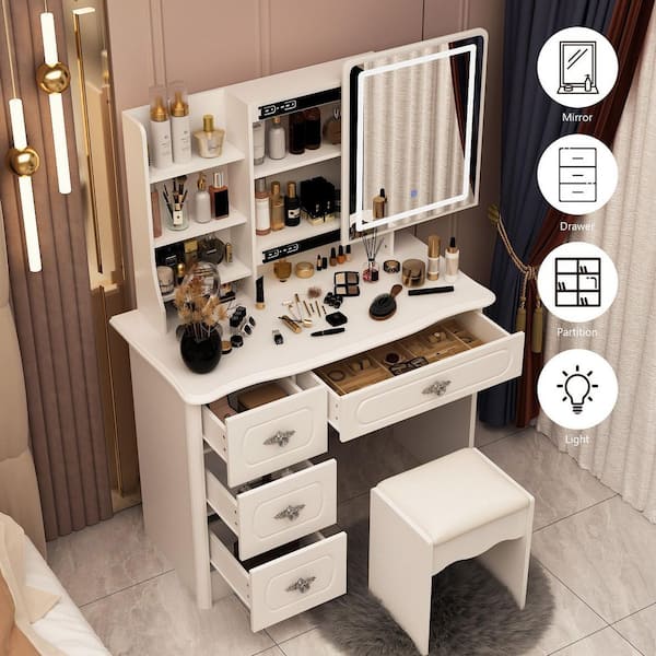 Ever Dreaming Living Amanda Dressing Table with Stool | Temple & Webster