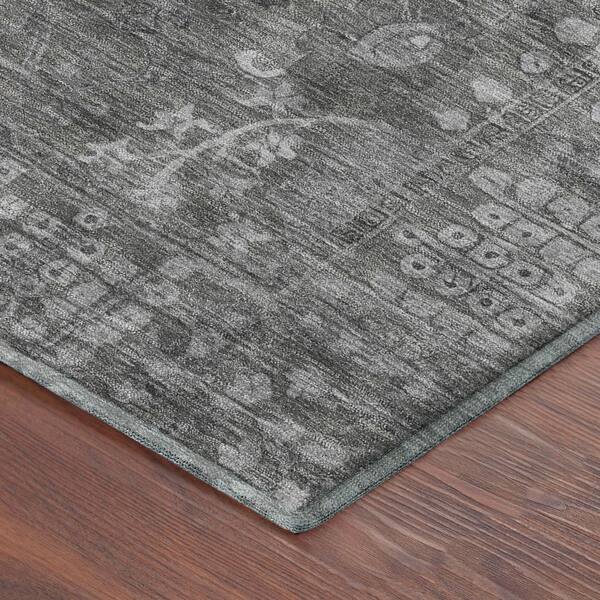 Mayfield Premium Machine Washable Abstract AMF2231 Pewter 2 ft. x 7 ft. Runner Rug