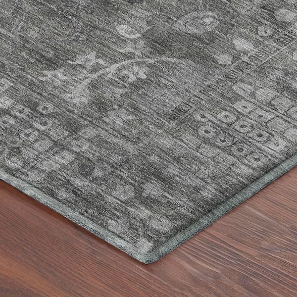 Mayfield Premium Machine Washable Abstract AMF2231 Pewter 3 ft. x 4 ft. Area Rug