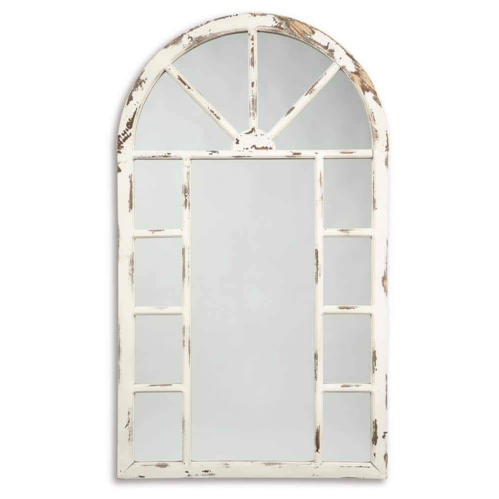 White Distressed Wood Rectangular Accent Mirror, 30" x 52"