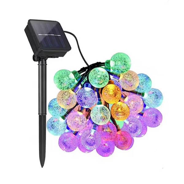 Etokfoks 30-Light 21 ft. Outdoor Solar LED Colorful Light Waterproof Crystal-Globe-Shaped Fairy String -Light With 8-Modes