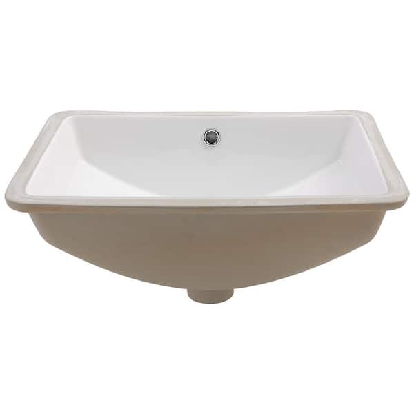 21 in. Drop-In/Undermount Single Bowl White Ceramic Kitchen Sink with Overflow