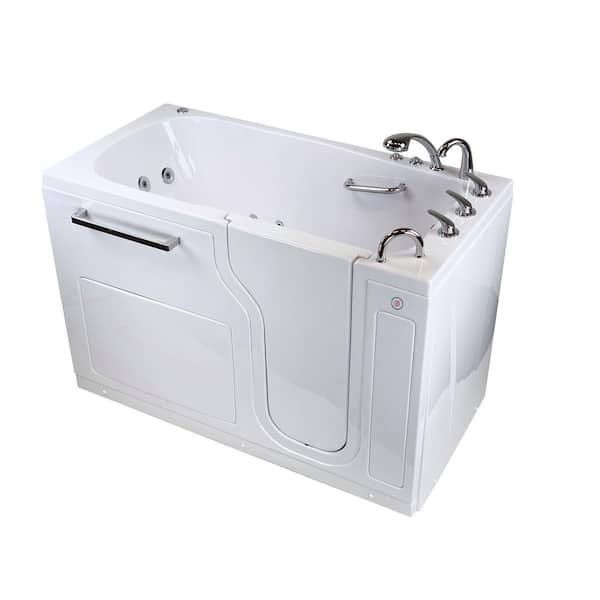 Amluxx Aqua 60 in. Acrylic Walk-In Whirlpool & Air Bath Bathtub in White with Right Door, Heated Seat, Fast Fill 3/4 in. Faucet
