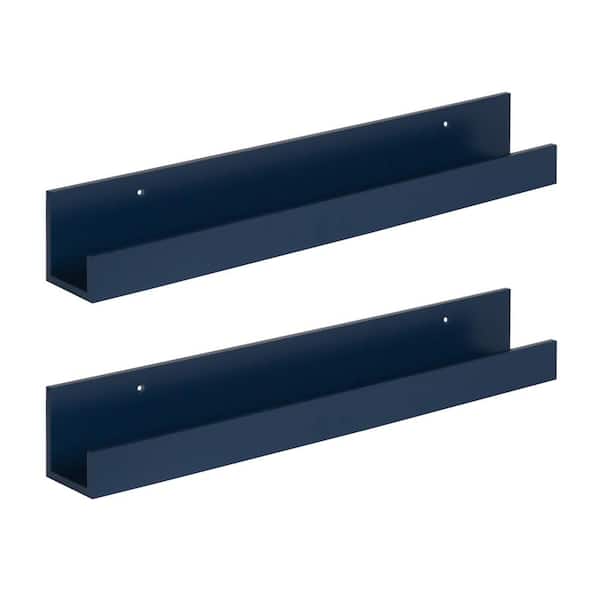 Levie 3 in. x 24 in. x 4 in. Navy Blue MDF Decorative Wall Shelf