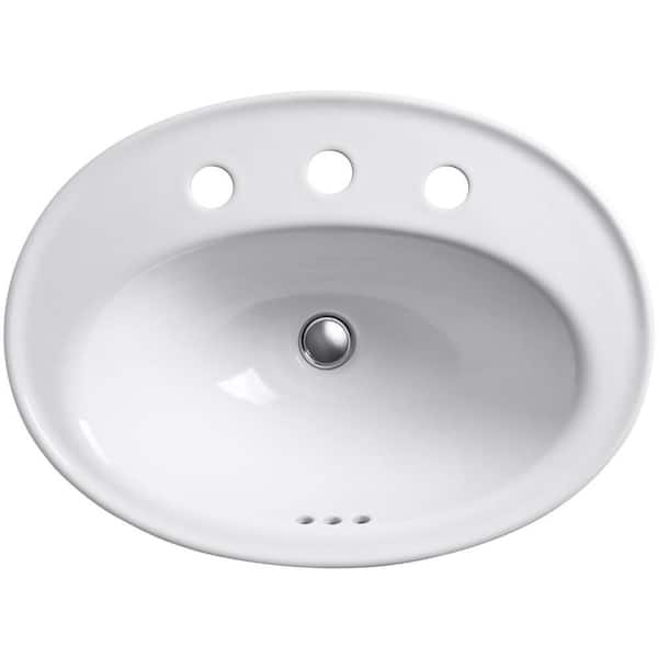 Serif 22-1/4 in. Drop-In Vitreous China Bathroom Sink in White with Overflow Drain