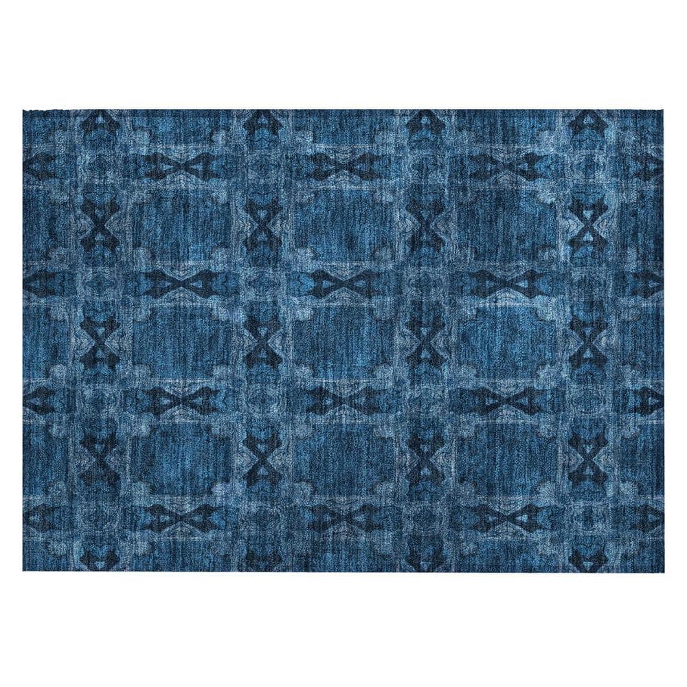Navy and Gray 2 ft. x 3 ft. Woven Floral;Medallion Rectangle Indoor/Outdoor Area Rug price history on PriceWatchPro