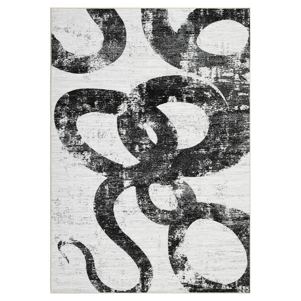 Black and White 8 ft. x 10 ft. Ultra Thin Low Pile Foldable