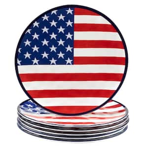 Stars and Stripes Assorted Colors Dinner Plate (Set of 6)