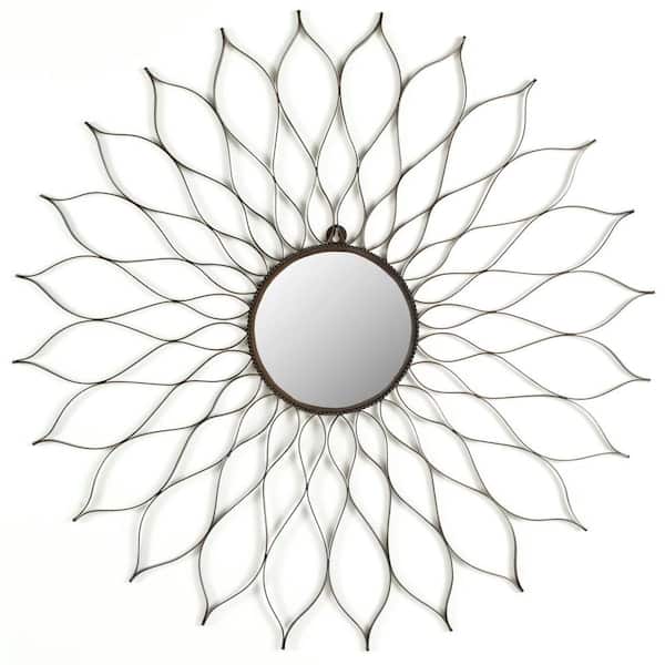 SAFAVIEH Flower 35 in. x 35 in. Iron and Glass Framed Mirror