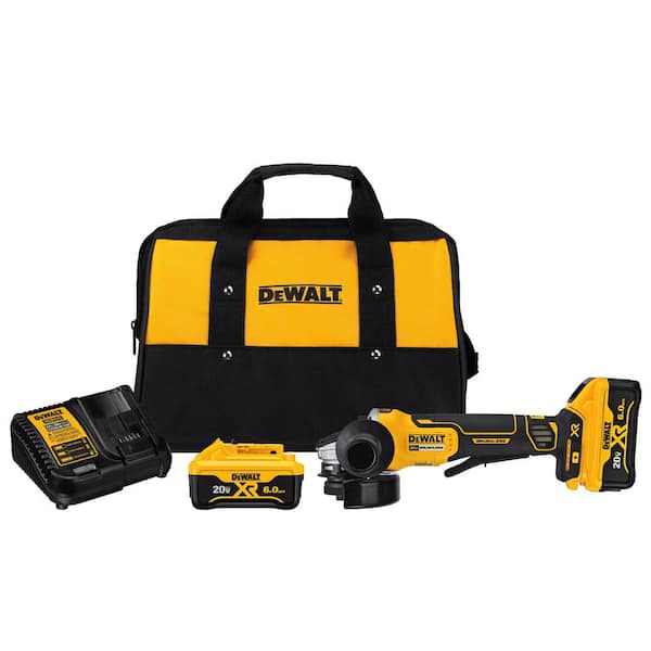 DEWALT 20V MAX XR Cordless Brushless 4.5 in. Paddle Switch Small Angle Grinder with (2) 20V 6.0Ah Batteries