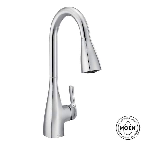 Kiran Chrome 17 in. H Pull Down Sprayer Kitchen Faucet with 360° Spout Swivel and Reflex and Power Clean