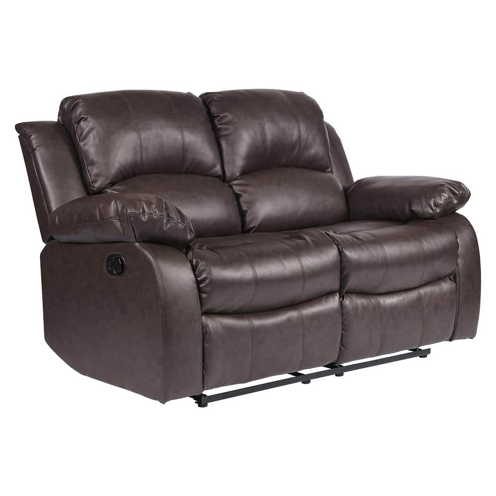 Bianca 62.5 in. W Faux Leather Rectangle Double Manual Reclining Loveseat i