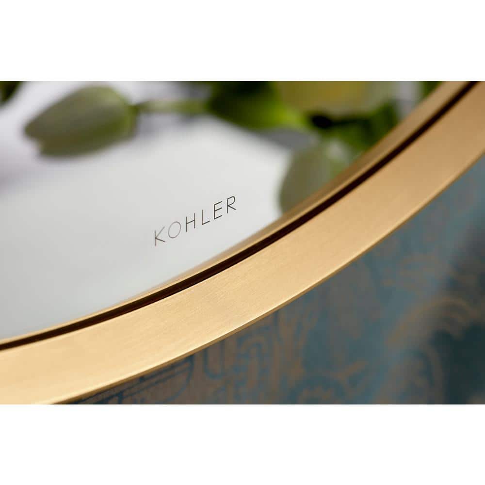 Transitional 28" Round Vanity Mirror in Moderne Brushed Gold