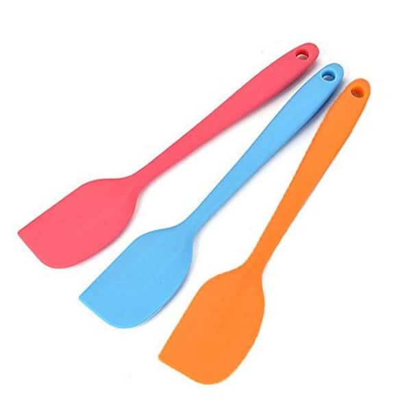 Silicone Red Finish Spatula Set Heat Resistant One Piece Design Stainless Steel Core for Baking Cooking 3 Pack