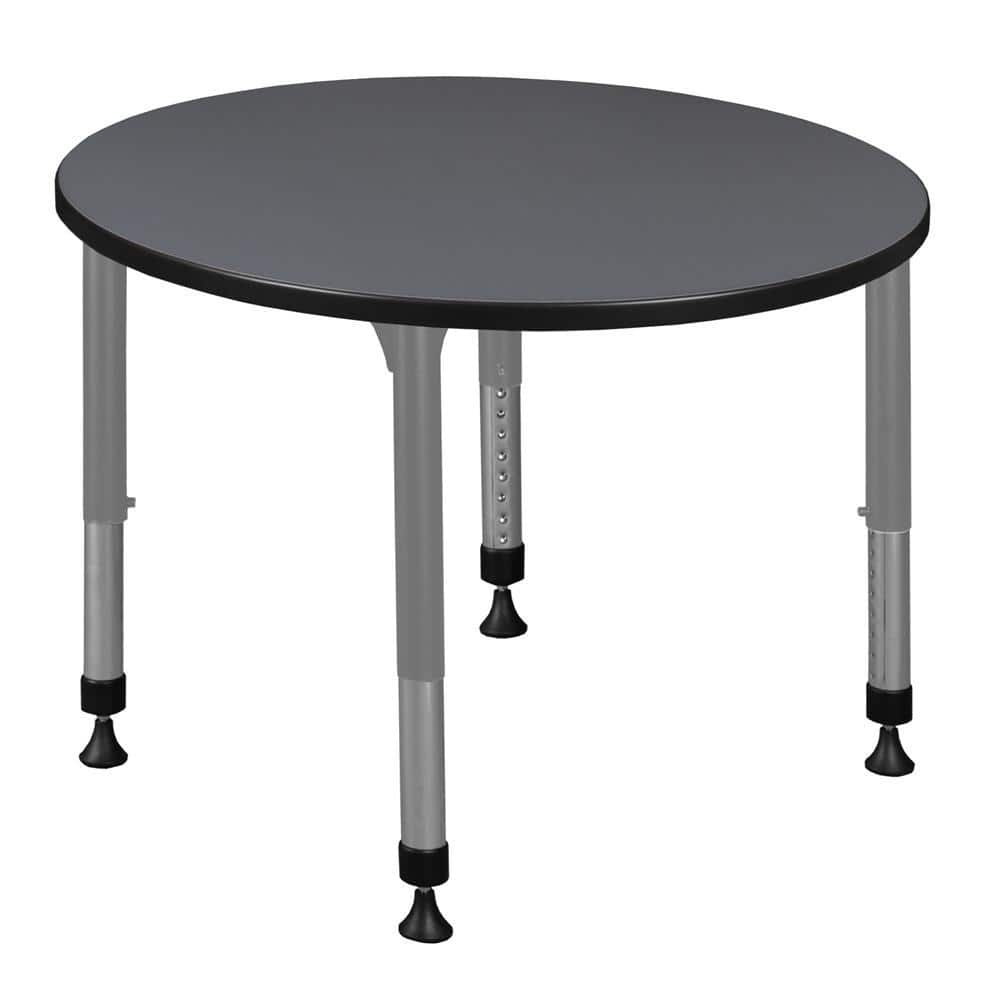 Kee 36 in. Round Grey Composite Classroom Activity Desk with Adjustable Height