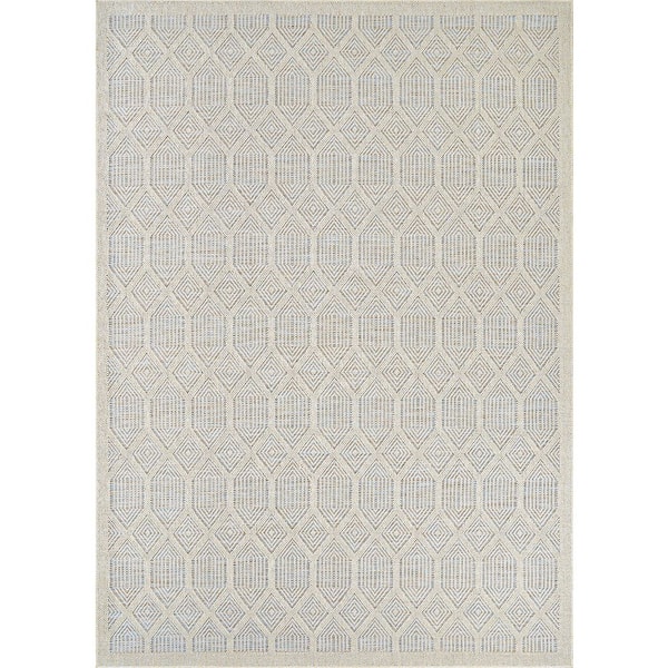 Liguria Rapallo Aqua 9 ft. x 12 ft. Contemporary Flatweave Geometric Polypropylene Rectangle Indoor/Outdoor Area Rug