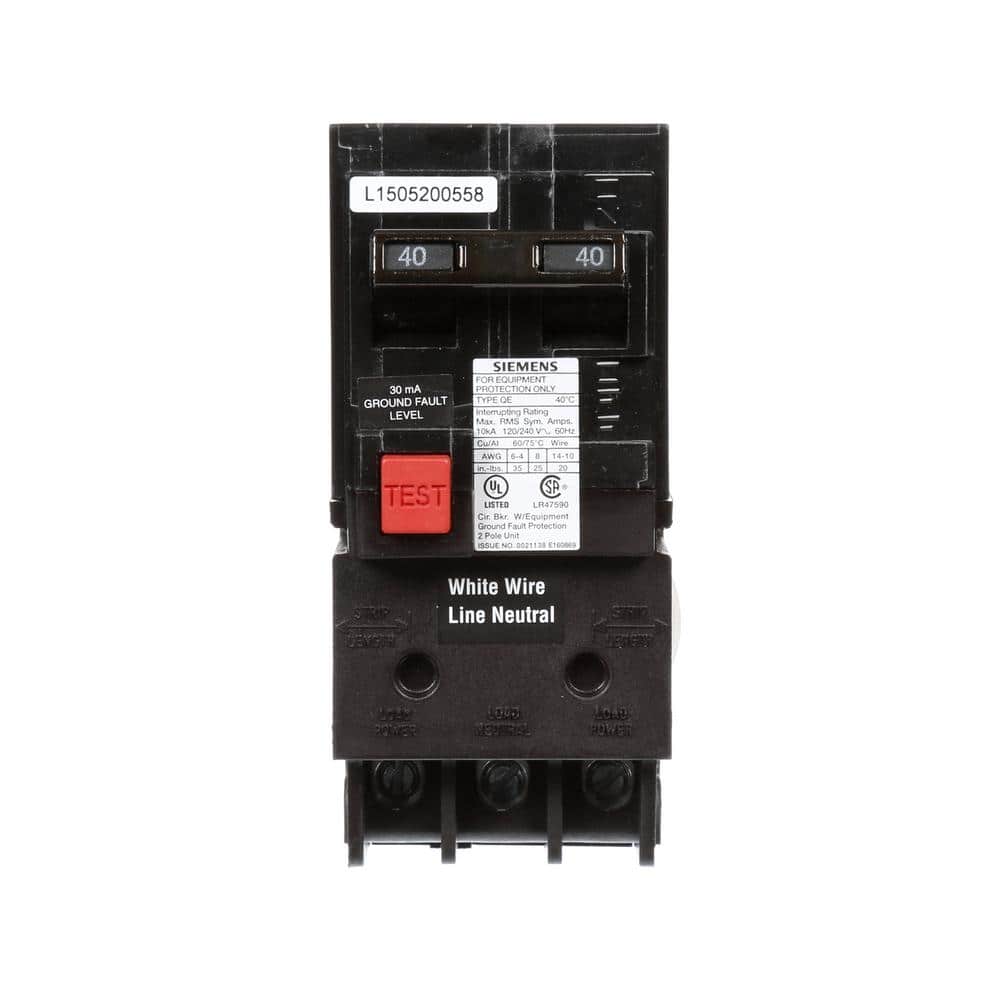 40 Amp Double Pole Type QE Ground Fault Equipment Protection Circuit Breaker price history on PriceWatchPro
