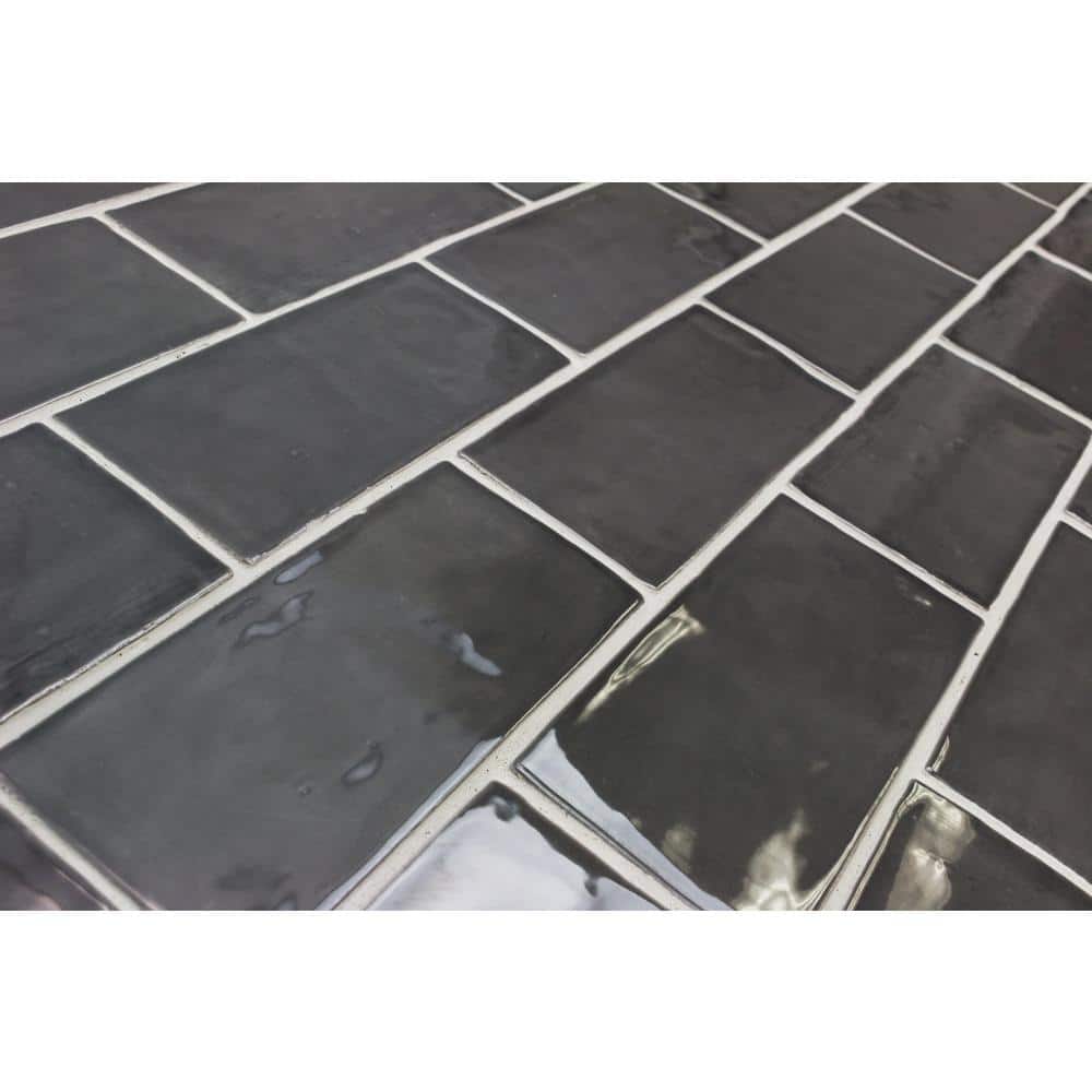 Messi 3x6 Polished Gray Ceramic Subway Wall Tile