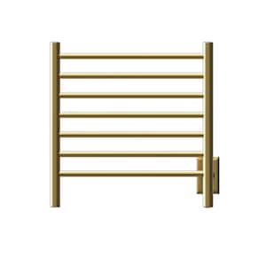Radiant Small 7-Bar Combo Plug-in and Hardwired Electric Towel Warmer in Satin Brass
