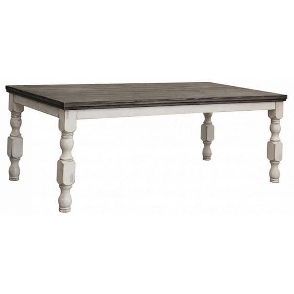 Benjara 39.25 in.Ivory and Gray Wood 4 Legs Dining Table (Seat of 6)
