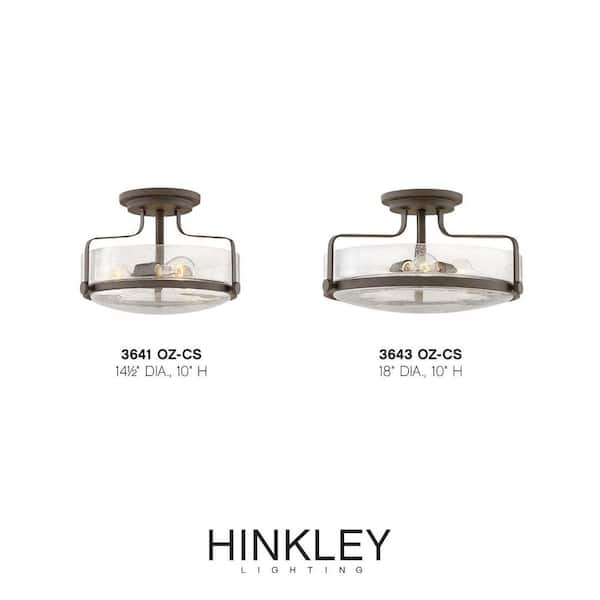 HINKLEY - Hinkley Harper Large Semi-Flush Ceiling Light, Oil Rubbed Bronze + Clear Seedy Glass