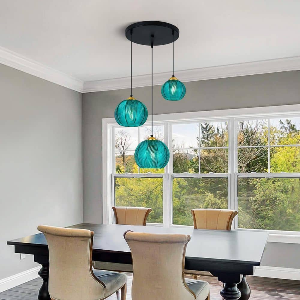Home Lighting 7. 87in. 3-Light Cyan Blue-3Y Glass Globe Pendant Lights for Kitchen Island price history on PriceWatchPro