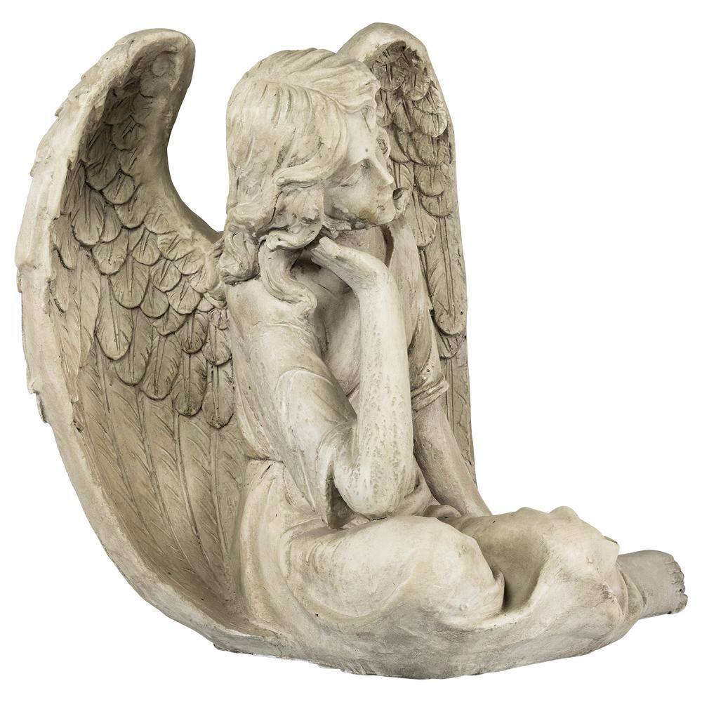 Graceful 17" Gray Polyresin Sitting Angel Garden Statue