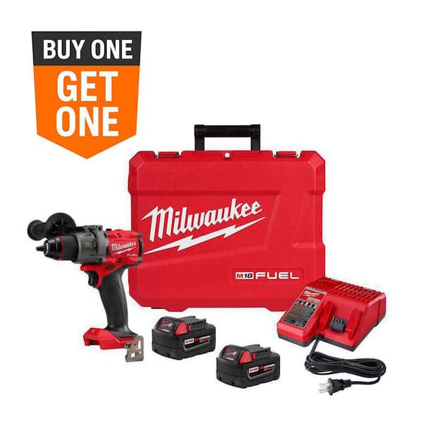 M18 FUEL 18V Lithium-Ion Brushless Cordless 1/2 in. Hammer Drill Driver Kit with Two 5.0 Ah Batteries and Hard Case