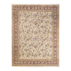 Mogul One-of-a-Kind Traditional Ivory 9 ft. 3 in. x 12 ft. 1 in. Oriental Area Rug