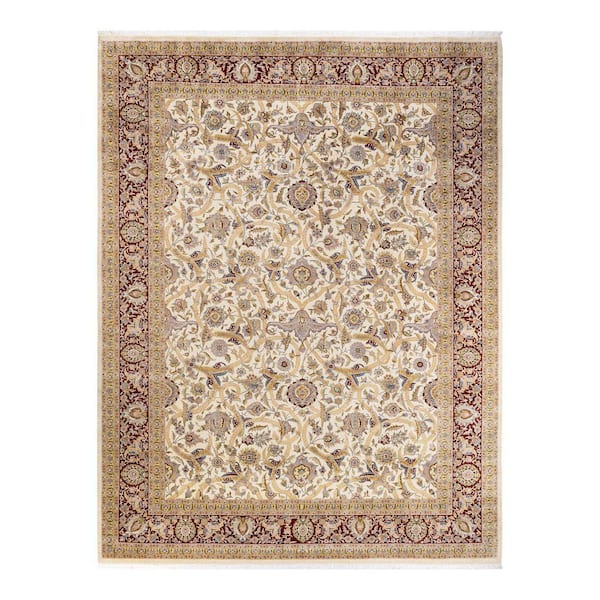 Mogul One-of-a-Kind Traditional Ivory 9 ft. 3 in. x 12 ft. 1 in. Oriental Area Rug
