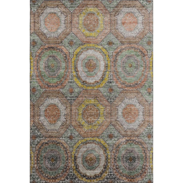 Mayfield Premium Machine Washable Abstract AMF2050 Sage 10 ft. x 14 ft. Area Rug