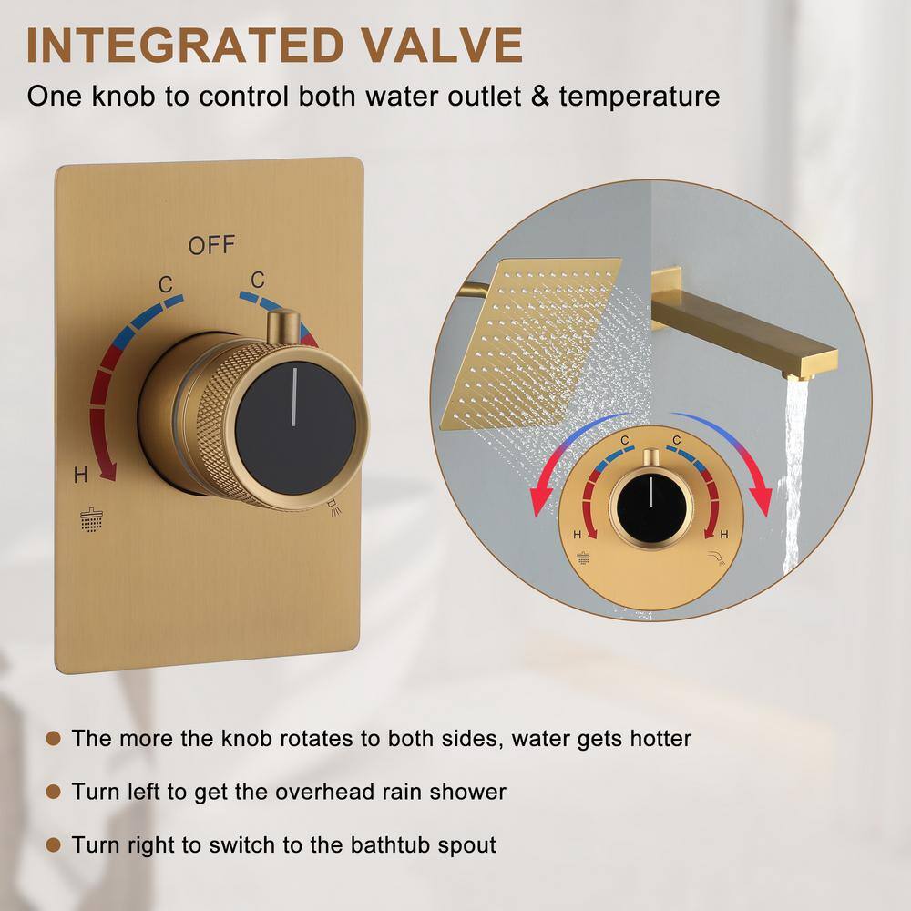 Brushed Gold Multi-Head Wall Mounted Shower System