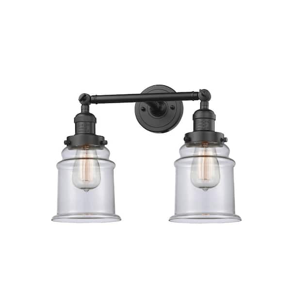 Innovations Large Canton 16.5 in. 2-Light Oil Rubbed Bronze Vanity Light with Clear Glass Shade