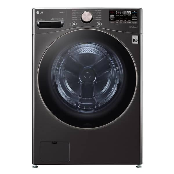 LG 4.5 Cu. Ft. Stackable SMART Front Load Washer in Black Steel with Steam and TurboWash360 Technology