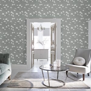 Magnolia Grove Slate Unpasted Removable Strippable Wallpaper