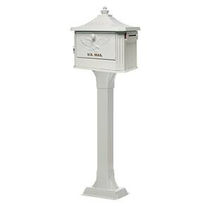 Hemingway White, Large, Aluminum, Locking, All-in-One Mailbox and Post Combo