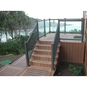 8 ft. x 36 in. Bronze Aluminum Frame Glass Baluster Railing Kit