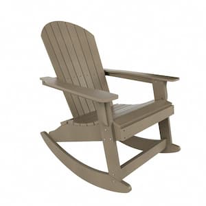 Vineyard Taupe Outdoor Patio Plastic Adirondack Rocking Chair