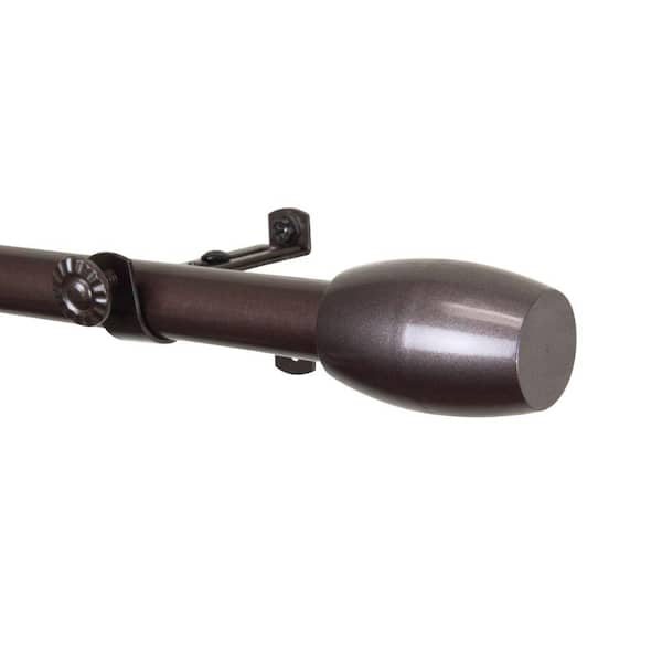 Rod Desyne 66 in. - 120 in. Cocoa Telescoping Single Curtain Rod Kit with Harley Finial