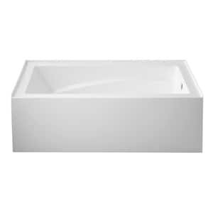 Oriel 60 in. Acrylic Right Drain Rectangular Alcove Bathtub in White